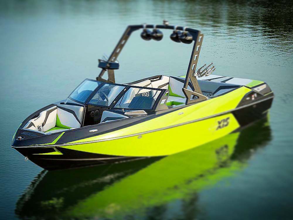 Bright green boat